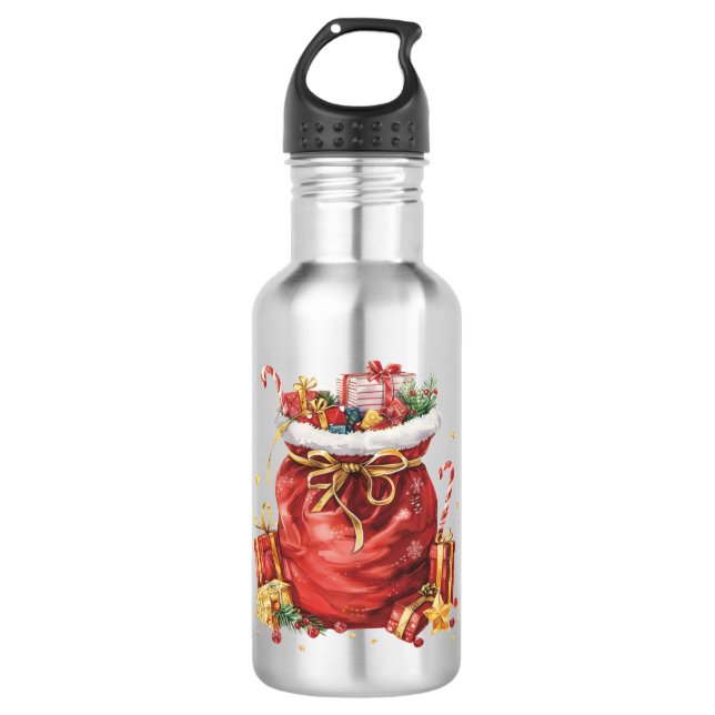 Bouteille D'eau Sacoche cadeau de Noël avec cadeaux (Devant)