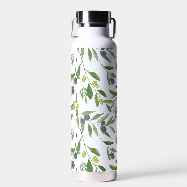Bouteille D'eau Sage Green Watercolor French Country Olive Pattern (Avant)