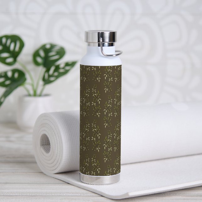 Bouteille D'eau Sage Green Watercolor French Country Olive Pattern (Yoga (pivoté))