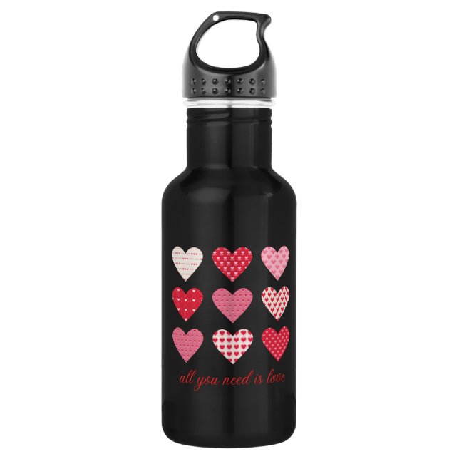 Bouteille D'eau Saint-Valentin 2023 Coeurs doux (Devant)