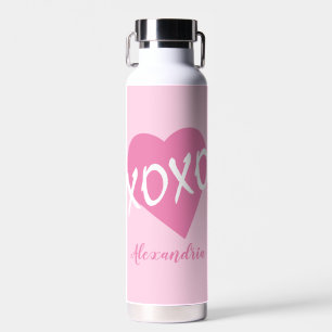 Bouteille D'eau Saint-Valentin Coeur rose embrasse Hugs XOXO Rose