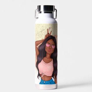 Bouteille D'eau Saint-Valentin Faux Paillettes Fille Brun Noir Che