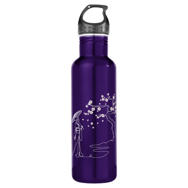 Bouteille D'eau Sakura Elegance : Kimono Woman Water Bottle (Devant)