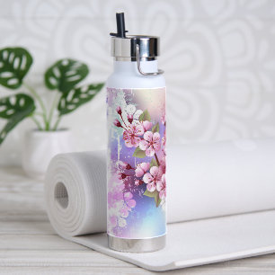 Bouteille D'eau Sakura rose sur la peinture Arrière - plan