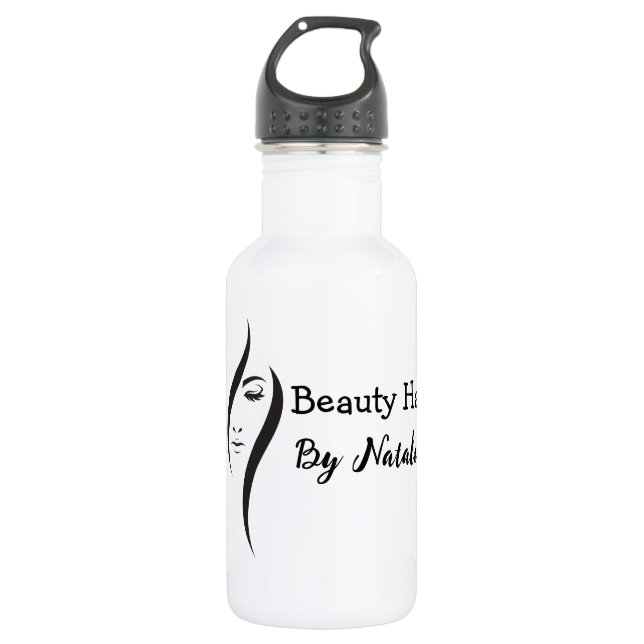 Bouteille D'eau Salon De Beauté Simple Minimal Blanc Et Noir (Devant)