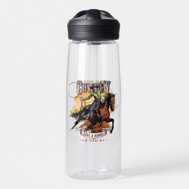 Bouteille D'eau Sauve un cheval ; monte un cowboy | 739ml (Avant)
