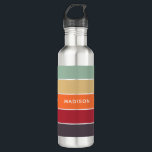 Bouteille D'eau Saveurs tropicales Bloc de couleurs Nom personnali<br><div class="desc">Ce design coloré et moderne présente un motif couleur dans les tons tropicaux avec votre nom personnalisé #bouteilles d'eau #drinkware #cadeaux personnalisés</div>