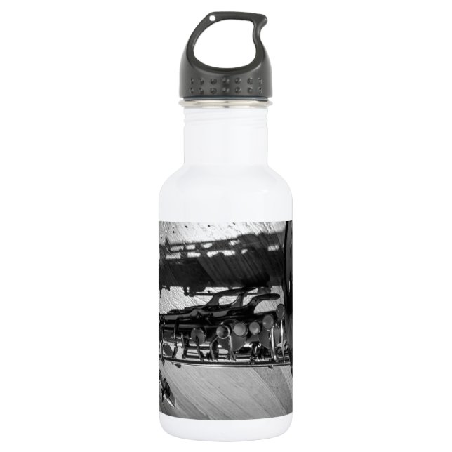 Bouteille D'eau Saxophone locataire noir et blanc (Devant)
