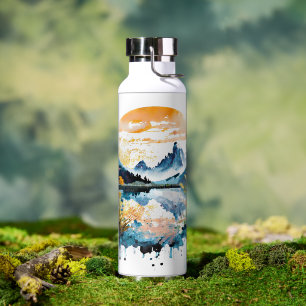 Bouteille D'eau Scène de montagne à l'aquarelle