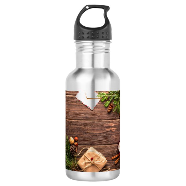 Bouteille D'eau Scène du bois de Noël (Devant)