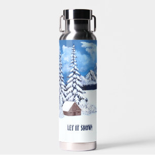 Bouteille D'eau Scène hivernale merveilleuse Argent isolé