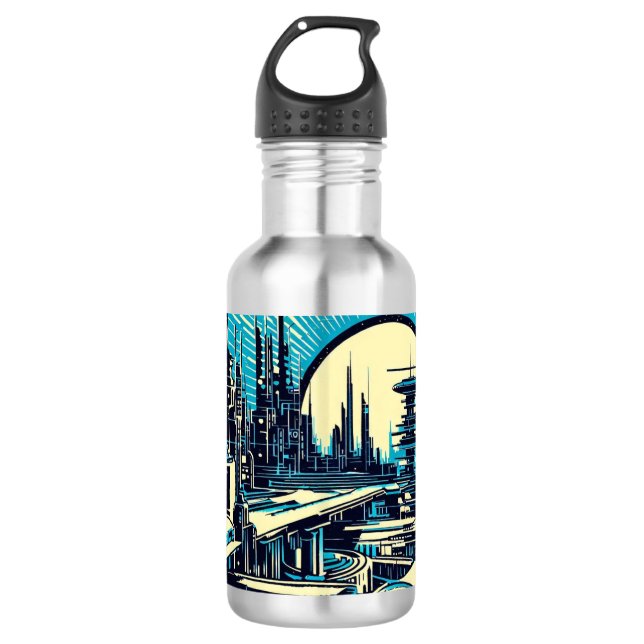 Bouteille D'eau Sciage urbain futuriste SF 3 (Devant)