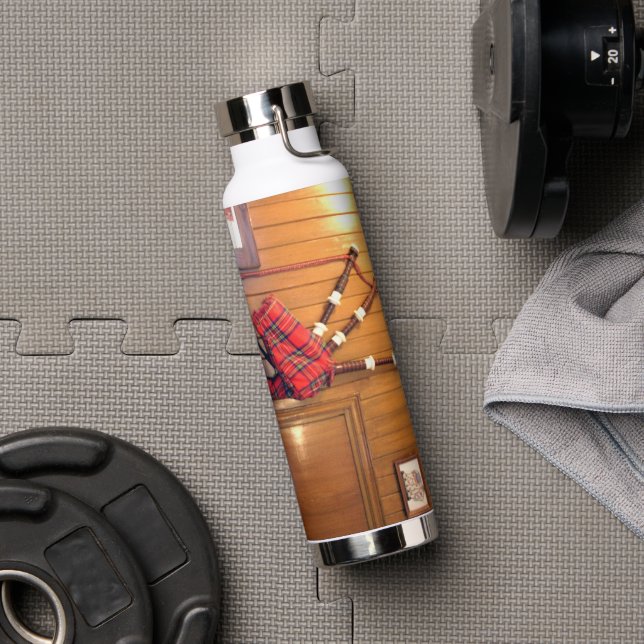 Bouteille D'eau Scotland Bagpipe Tartan Plaid Instrument de musiqu (Couvercle)