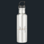 Bouteille D'eau Script de lavage de monogramme or et gris<br><div class="desc">Bouteille d'eau en acier inoxydable en or et gris moderne. Police combinée. Lave-toi. Simple.</div>