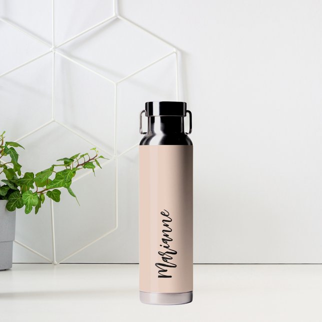 Bouteille D'eau Script de nom personnalisé gris Peach (Créateur téléchargé)