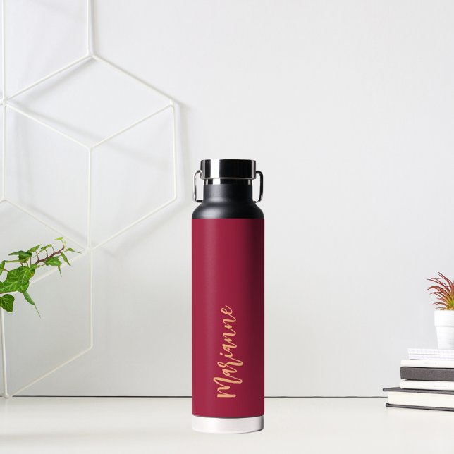 Bouteille D'eau Script de nom personnalisé Magenta burgundy (Créateur téléchargé)