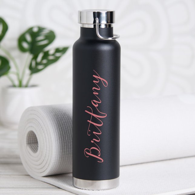 Bouteille D'eau Script minimaliste moderne personnalisé (Personalized Water Bottle - Perfect for a Bridesmaid Proposal, Bachelorette or birthday gift!)