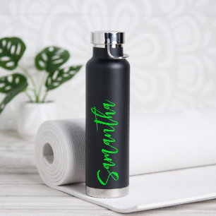 Bouteille D'eau Script personnalisé Votre nom Neon Green Party