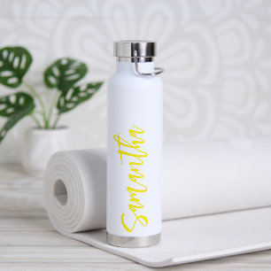 Bouteille D'eau Script personnalisé Votre nom Neon Yellow Party 53