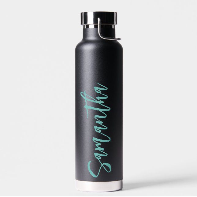 Bouteille D'eau Script personnalisé Votre nom Parti Aqua bleu (Gauche)