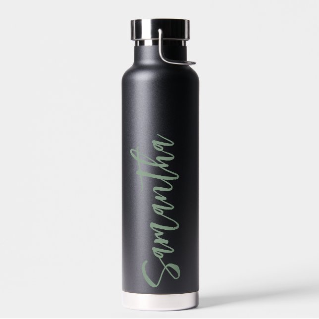 Bouteille D'eau Script personnalisé Votre nom Parti Sage vert (Gauche)