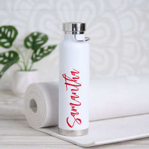 Bouteille D'eau Script personnalisé Votre nom Party Rouge