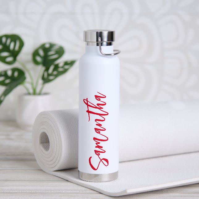 Bouteille D'eau Script personnalisé Votre nom Party Rouge (Yoga)