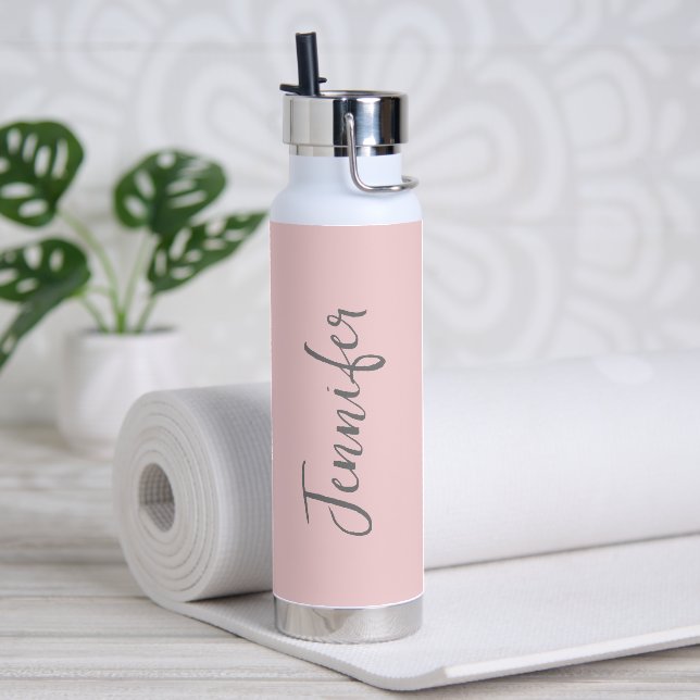 Bouteille D'eau Script rose-bleu élégant pour femmes personnalisée (Yoga)