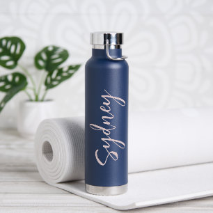 Bouteille D'eau Script rose vif moderne minimaliste Nom personnali