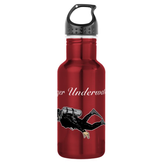 Bouteille D'eau Scuba Diver Silhouette style Personnaliser (Devant)