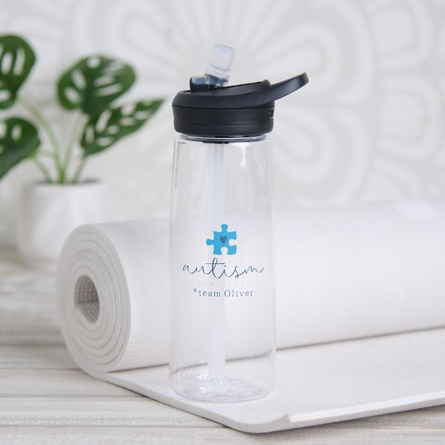Bouteille D'eau sensibilisation à l'autisme pièce de puzzle bleue  (Yoga (pivotée))