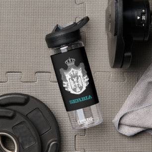Bouteille D'eau Serbie Fitness & blason serbe / drapeau
