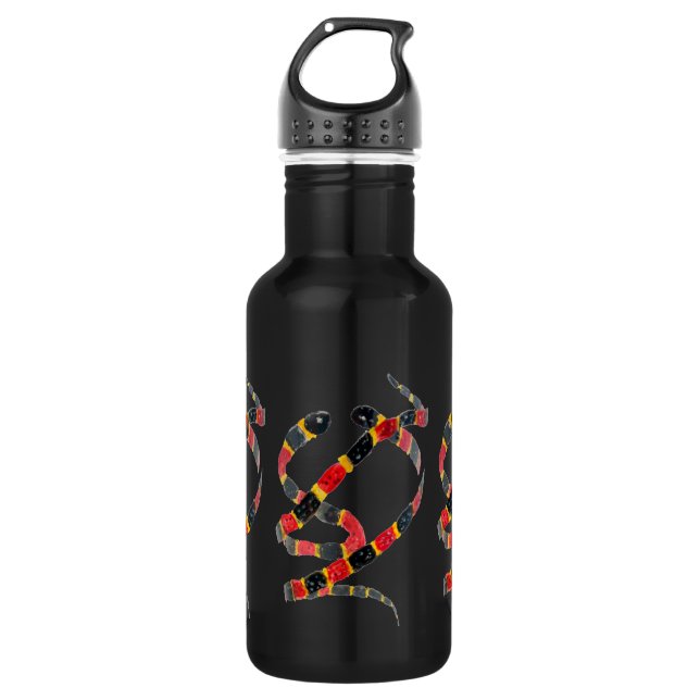 Bouteille D'eau Serpent Art Noir Rouge (Devant)