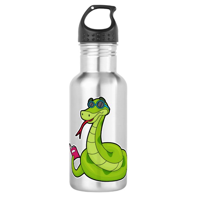 Bouteille D'eau Serpent avec lunettes de soleil & Réserver (Devant)