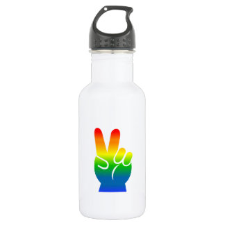 Bouteille D'eau Signe de paix d'arc-en-ciel 16 onces