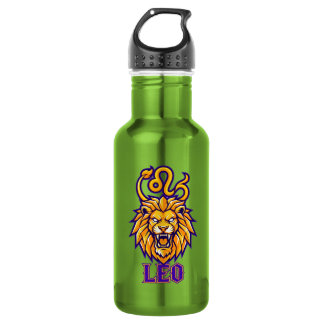 Bouteille D'eau Signe du zodiaque Lion Mascotte Dorée Graphique