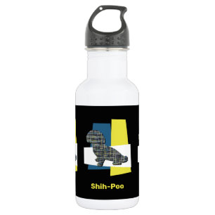 Bouteille D'eau Silhouette de chien mignon Shih-Poo Y&B Grille