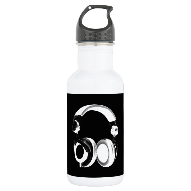 Bouteille D'eau Silhouette pour casque noir et blanc (Devant)