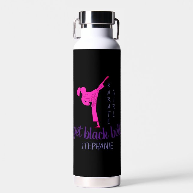 Bouteille D'eau Silhouette tendance Girly Pink Martial Art Karate (Avant)