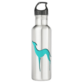 Bouteille D'eau Silhouette turquoise de Whippet italienne