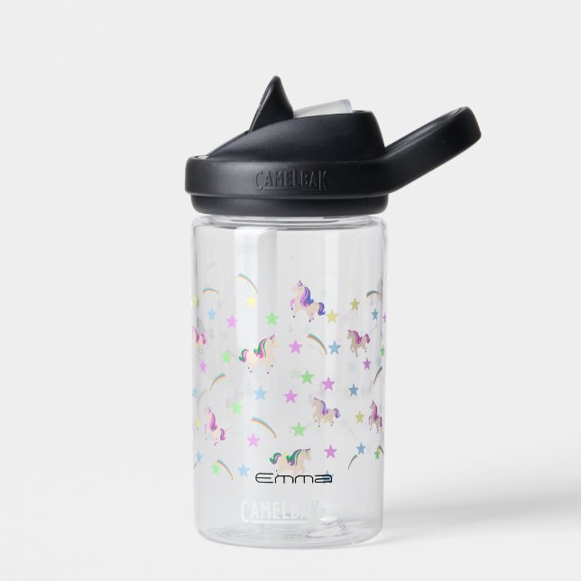 Bouteille D'eau Simple Cute Unicorn arc-en-ciel transparent motif (Gauche)