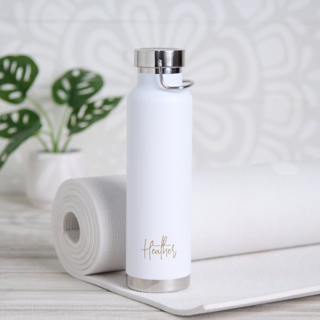 Bouteille D'eau Simple Elegant Gold Nom Moderne (Yoga)