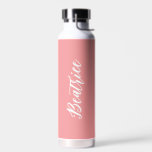 Bouteille D'eau Simple élégant rose moderne<br><div class="desc">Bouteille d'eau rose moderne avec un design simple et minimaliste avec votre nom dans un script élégant. Un design mignon parfait pour une petite fille.</div>