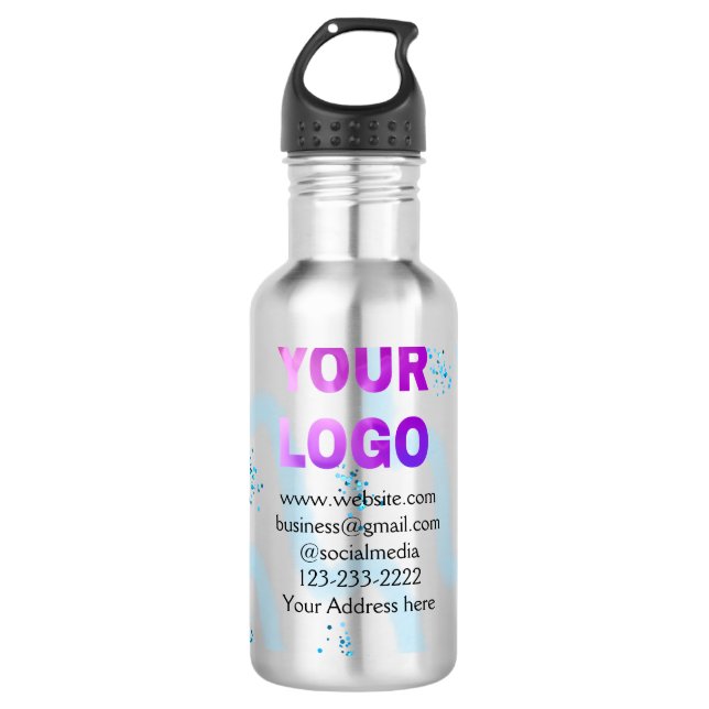 Bouteille D'eau simple minimal add your logo/design here text  pos (Devant)