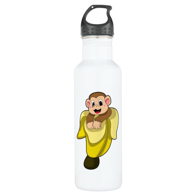Bouteille D'eau Singe avec écorce de banane (Devant)