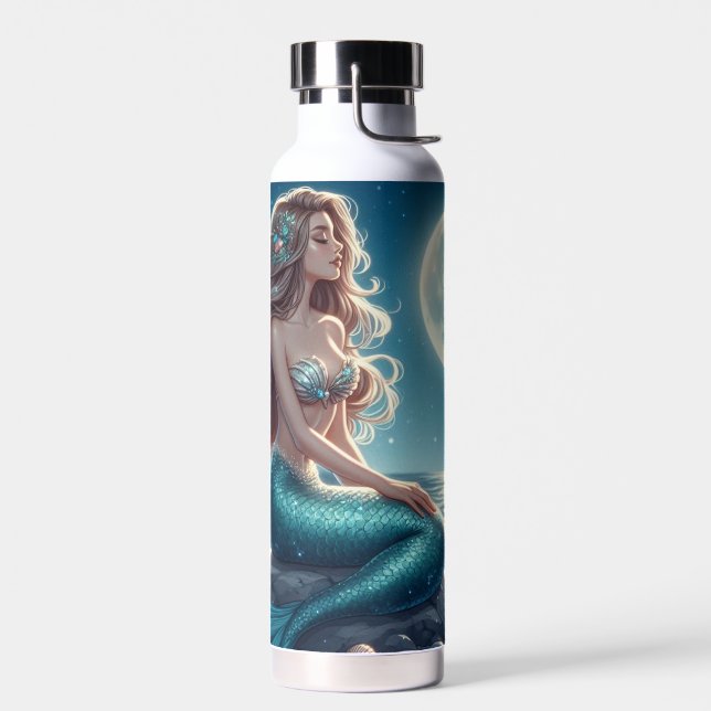Bouteille D'eau Sirène sur la plage la nuit (Gauche)