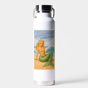 Bouteille D'eau Sirènes font des vagues Rétro Beach Pin-Up Mermaid
