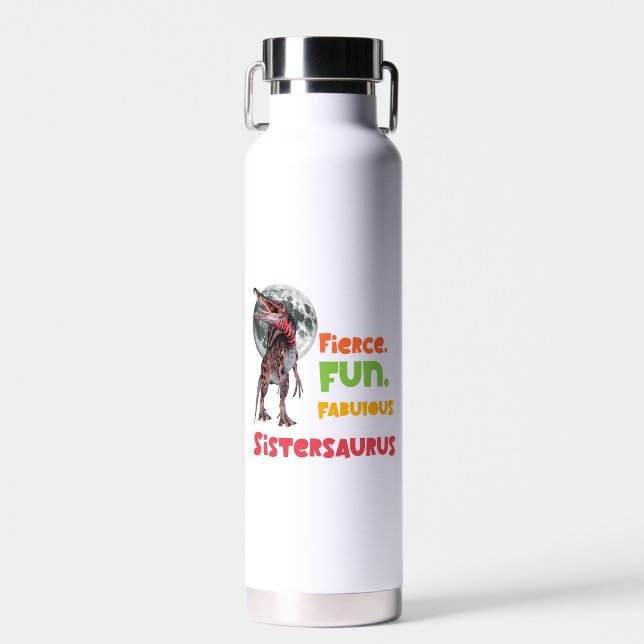 Bouteille D'eau Sistersaurus Équipe de dinosaures sœurs appariées  (Avant)