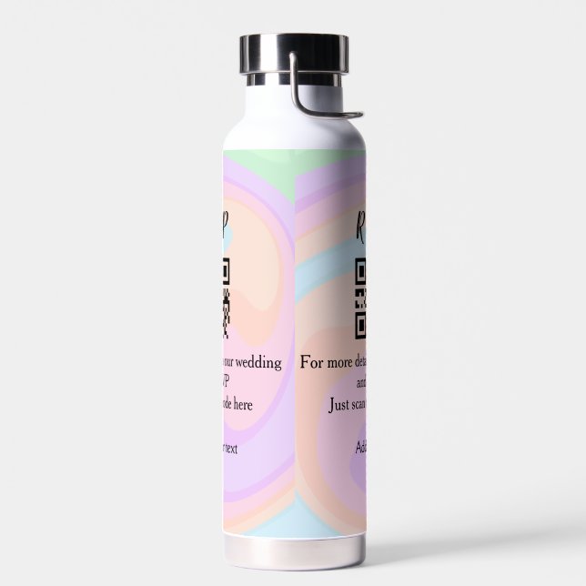 Bouteille D'eau Site web de mariage rsvp q r code ajouter nom text (Gauche)