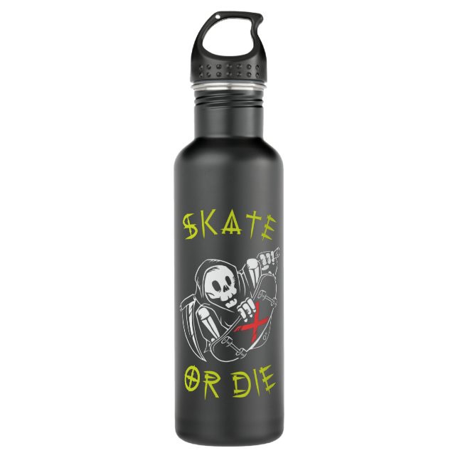 Bouteille D'eau Skate ou die Grim Reaper Skeleton Skateboarder (Devant)